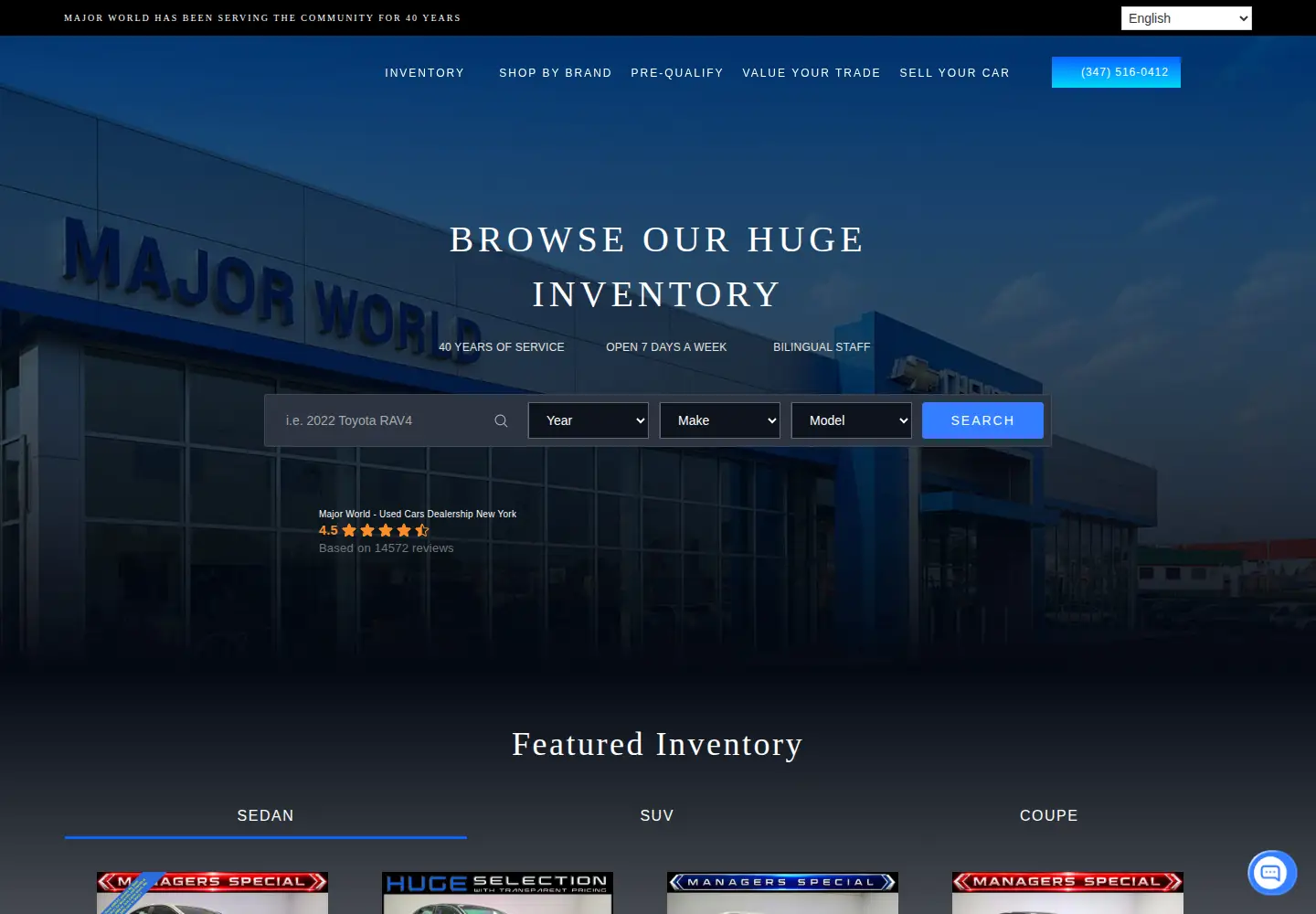 Captured homepage of majorworld.com in the current scan
