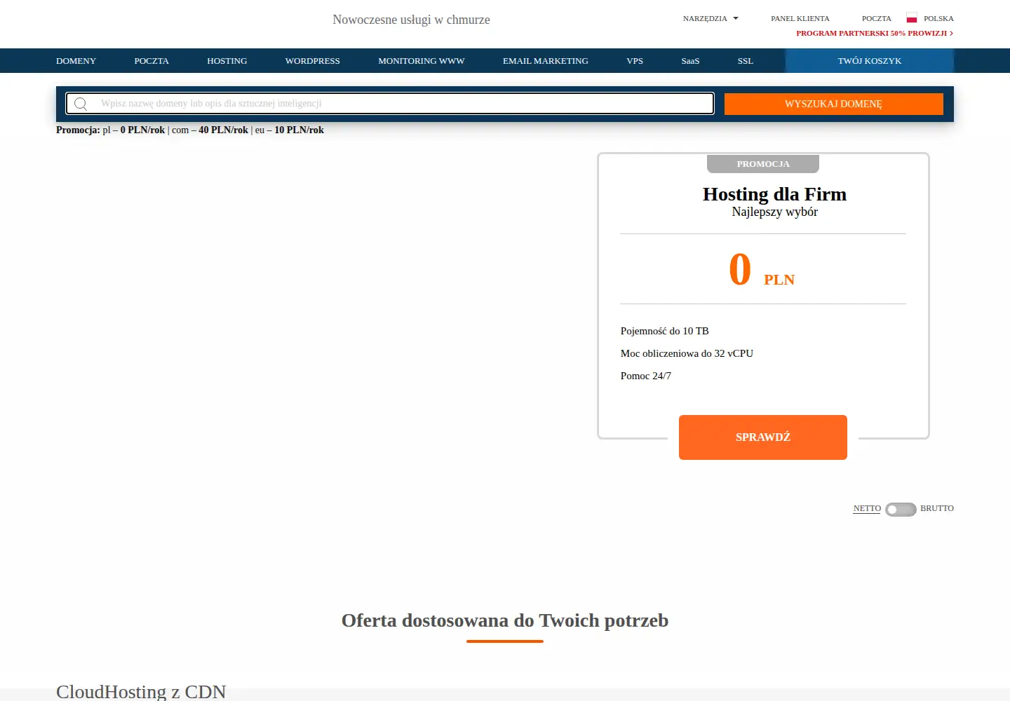 Captured homepage of netmark.pl in the current scan