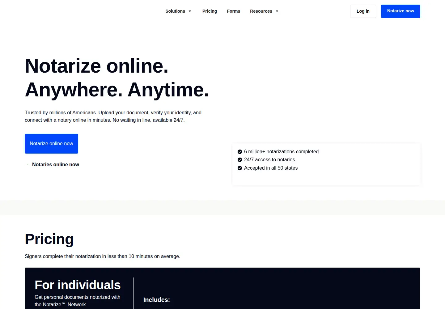 Screenshot of notarize.com