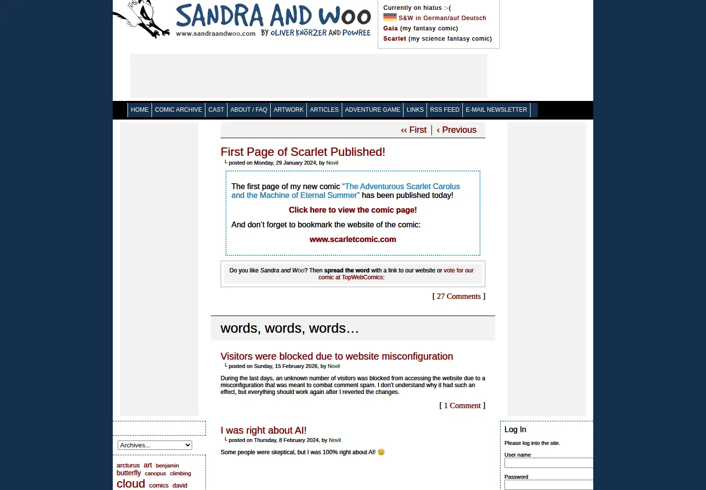 Captured homepage of sandraandwoo.com in the current scan