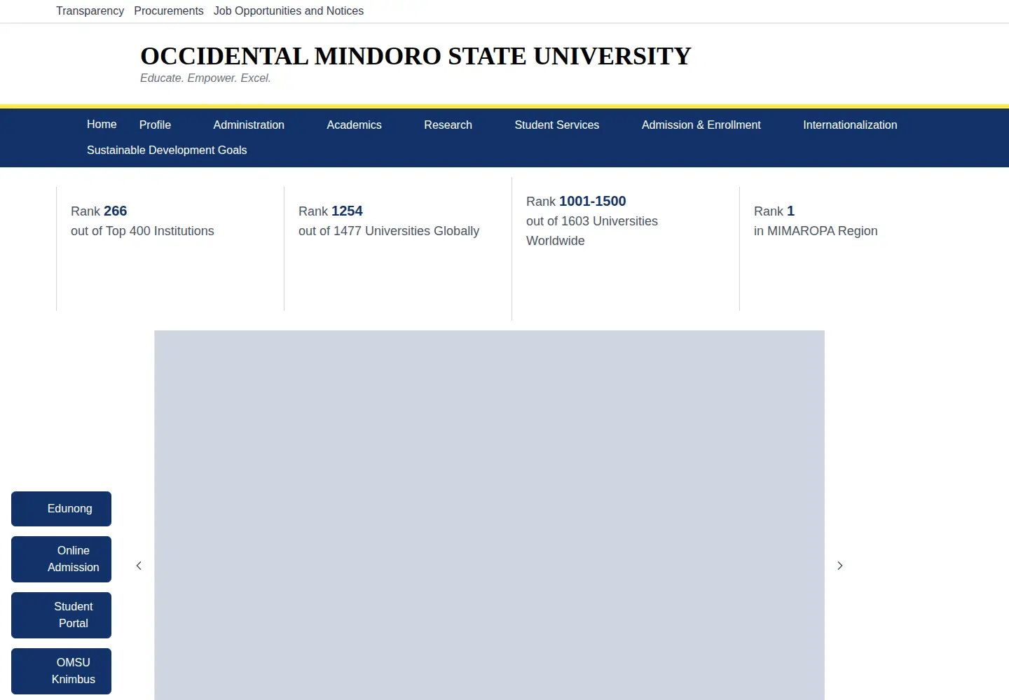 Captured homepage of omsc.edu.ph in the current scan