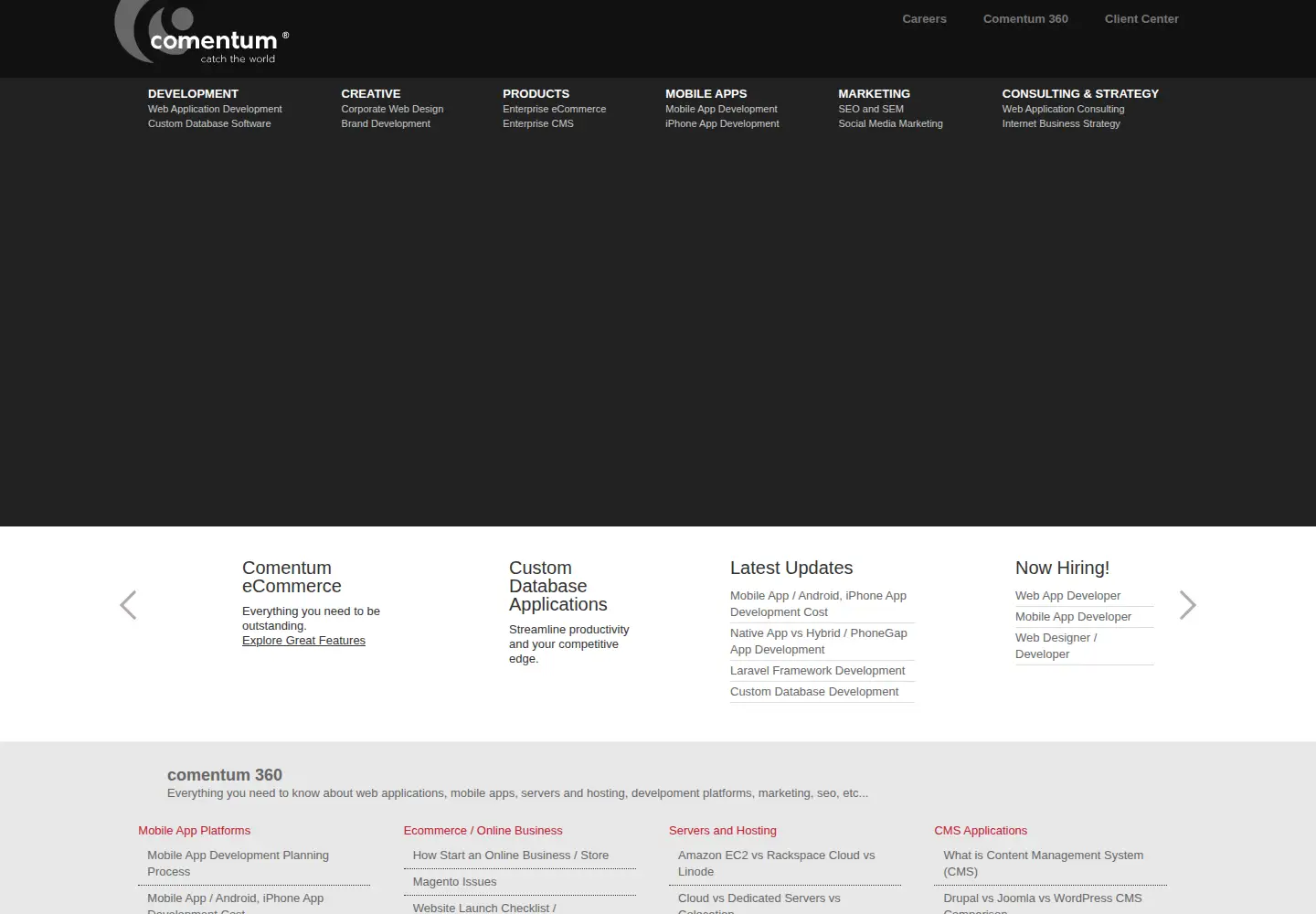 Captured homepage of comentum.com in the current scan