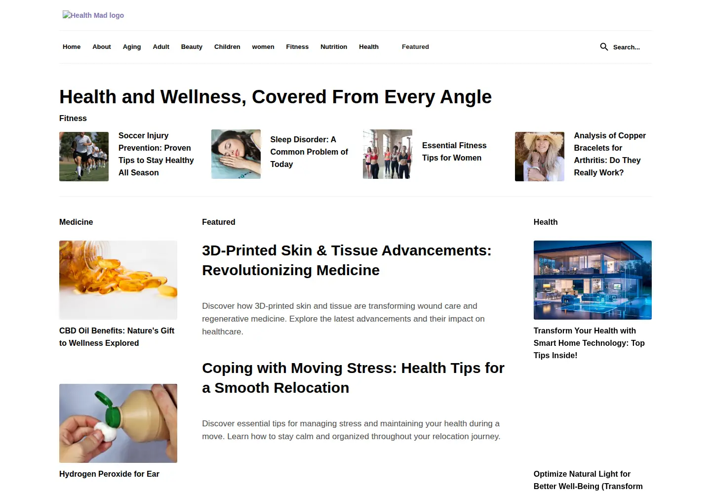 Captured homepage of healthmad.com in the current scan