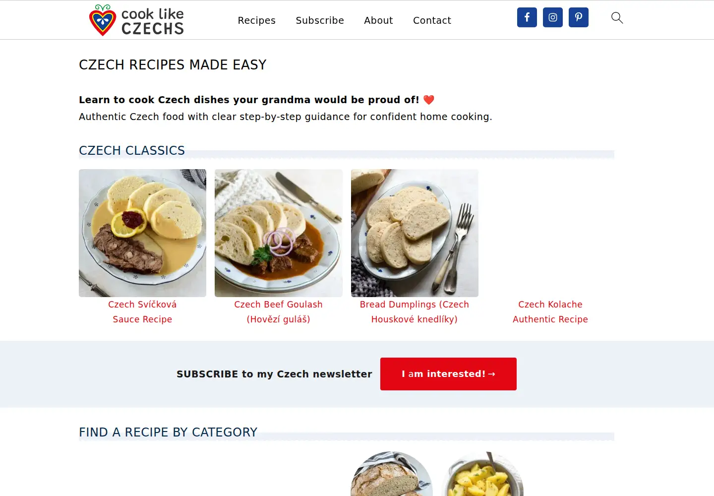 Captured homepage of cooklikeczechs.com in the current scan
