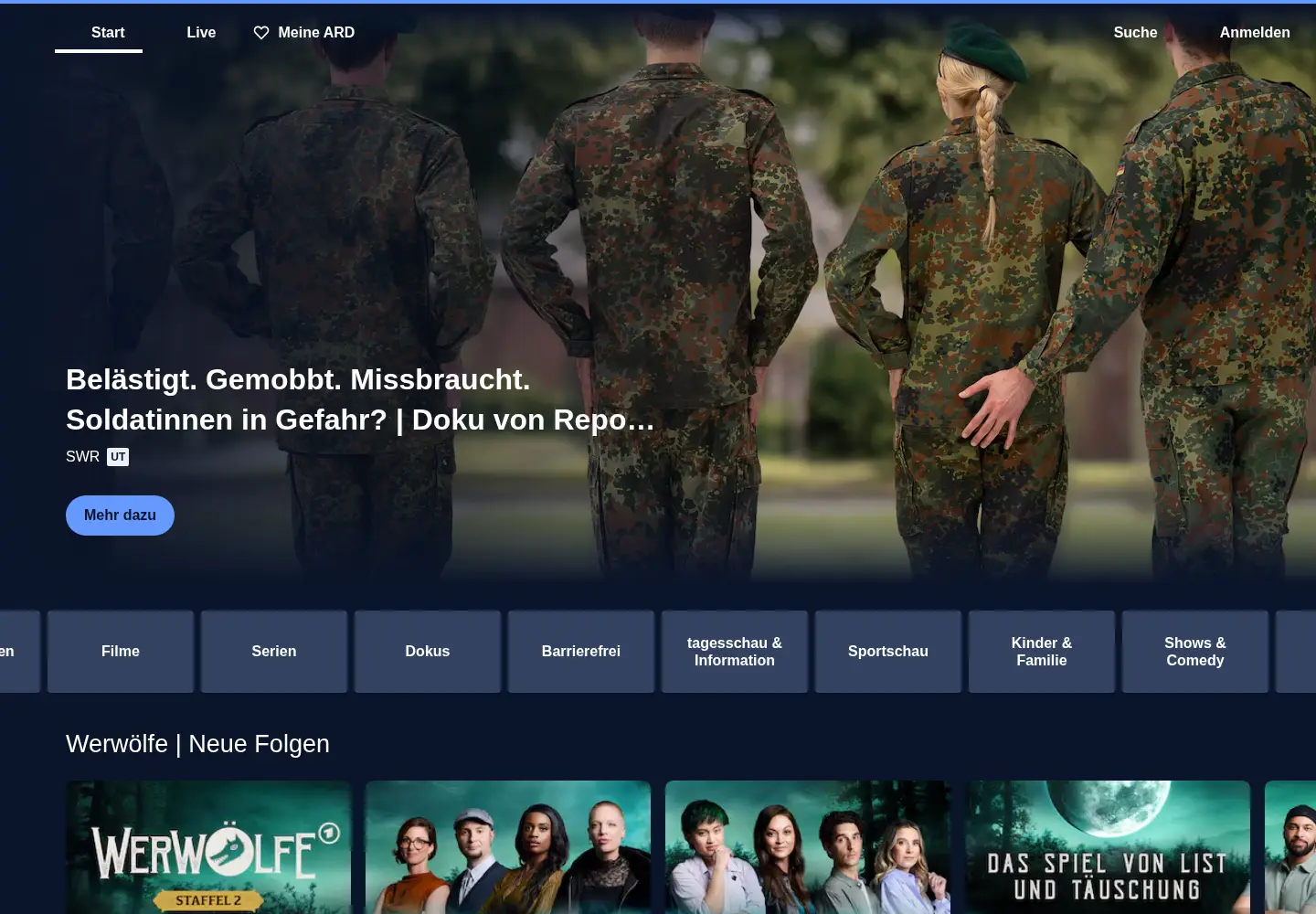 Screenshot of ardmediathek.de