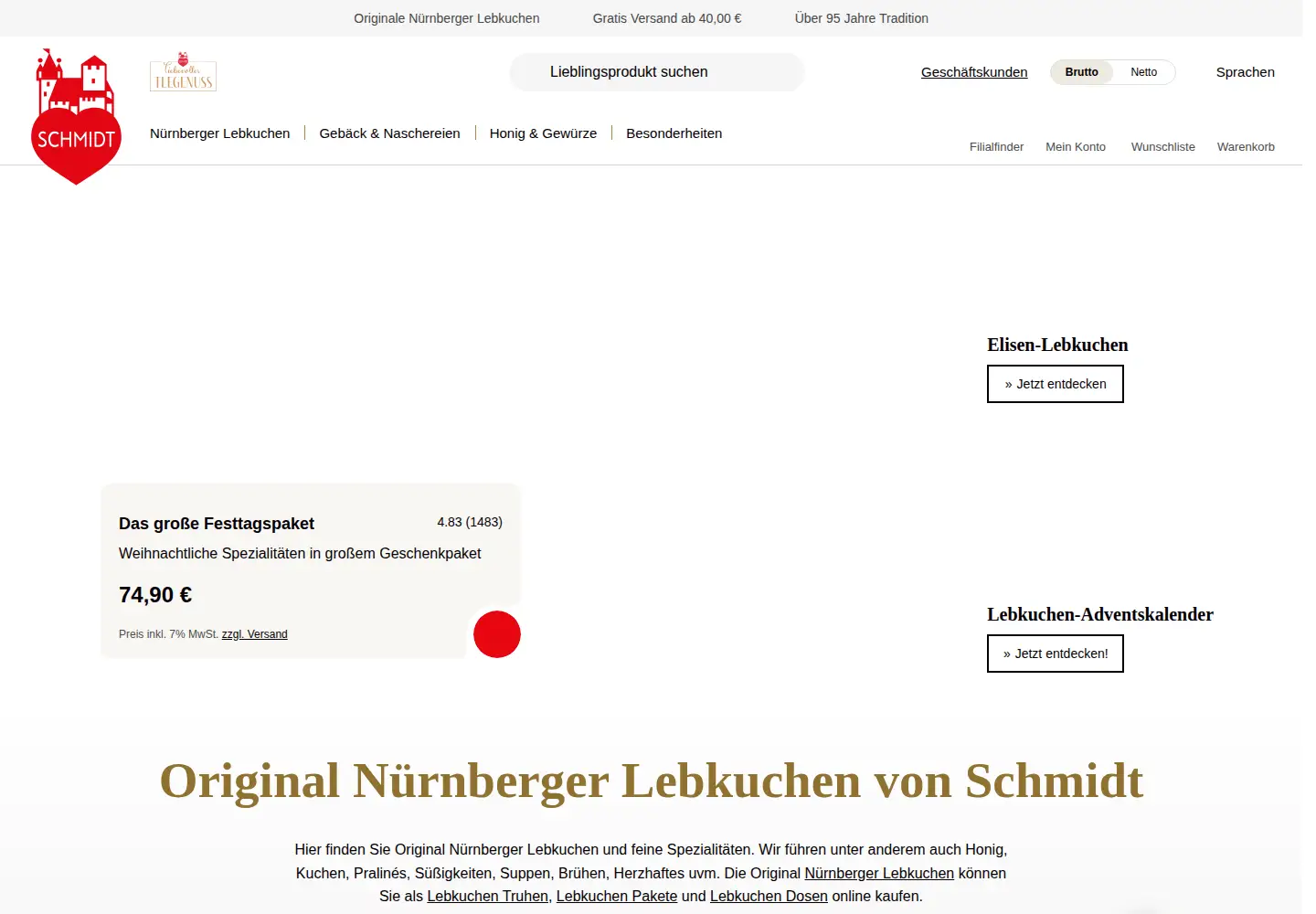 Screenshot of lebkuchen-schmidt.com