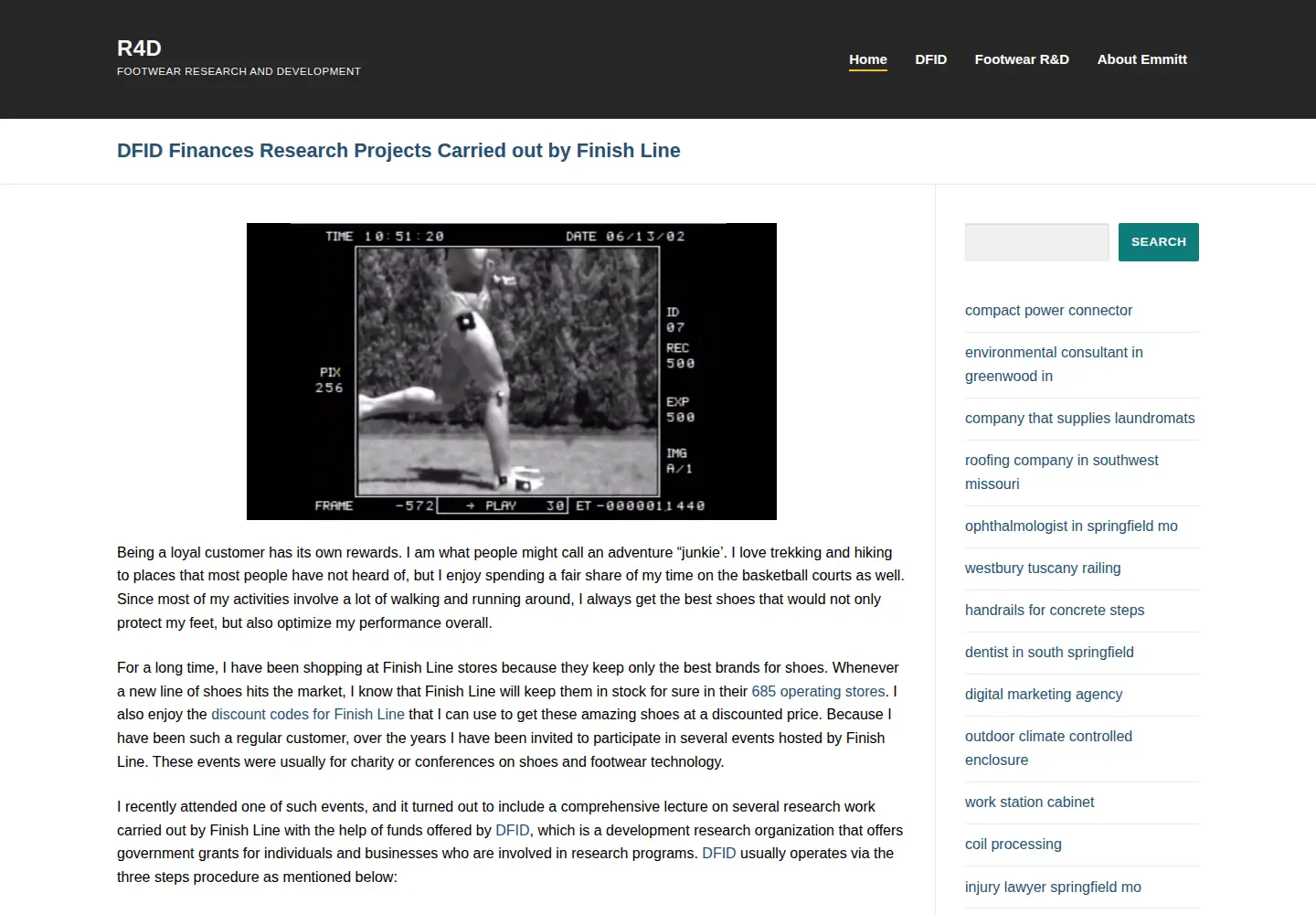 Captured homepage of research4development.info in the current scan