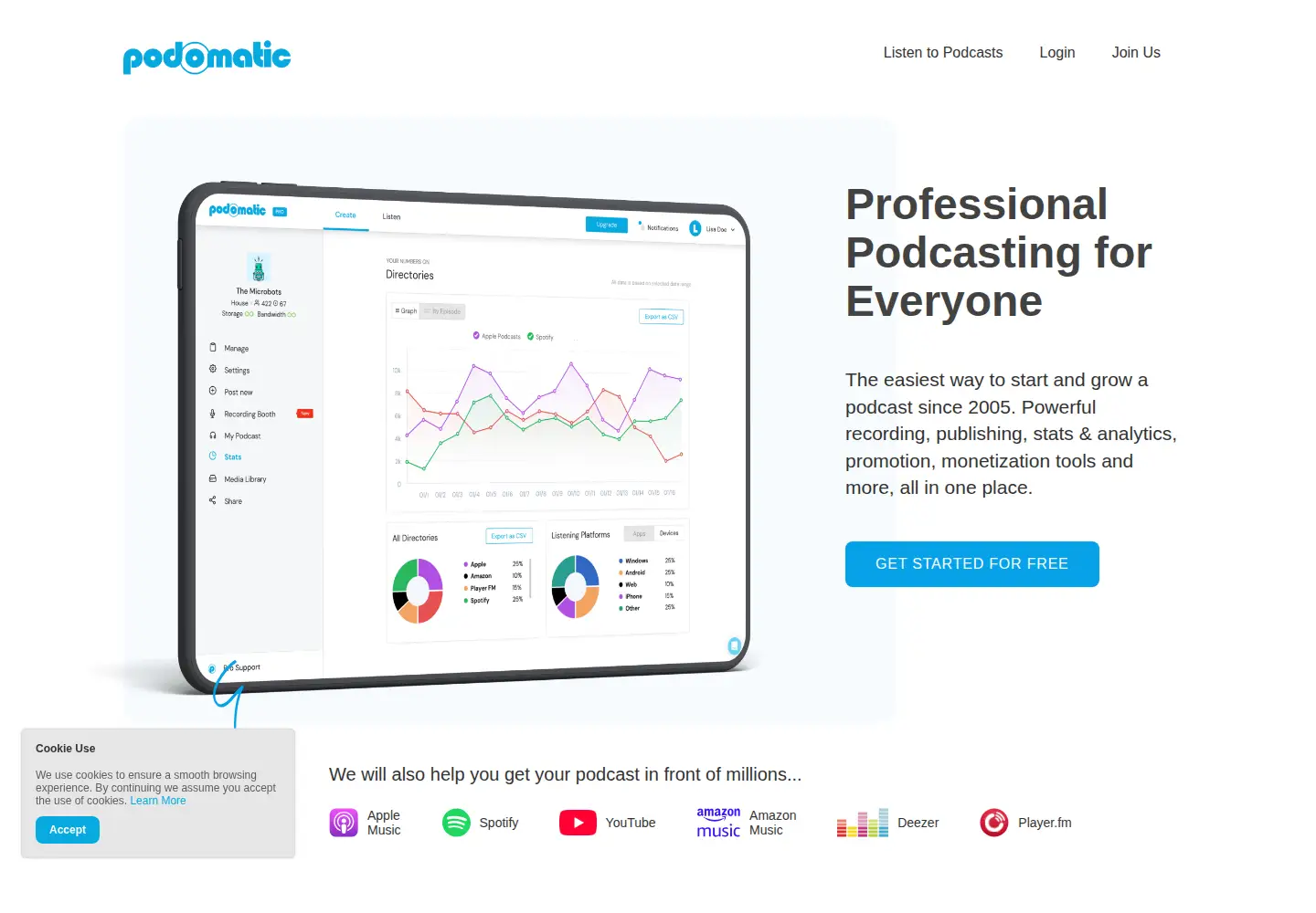 Screenshot of podomatic.com