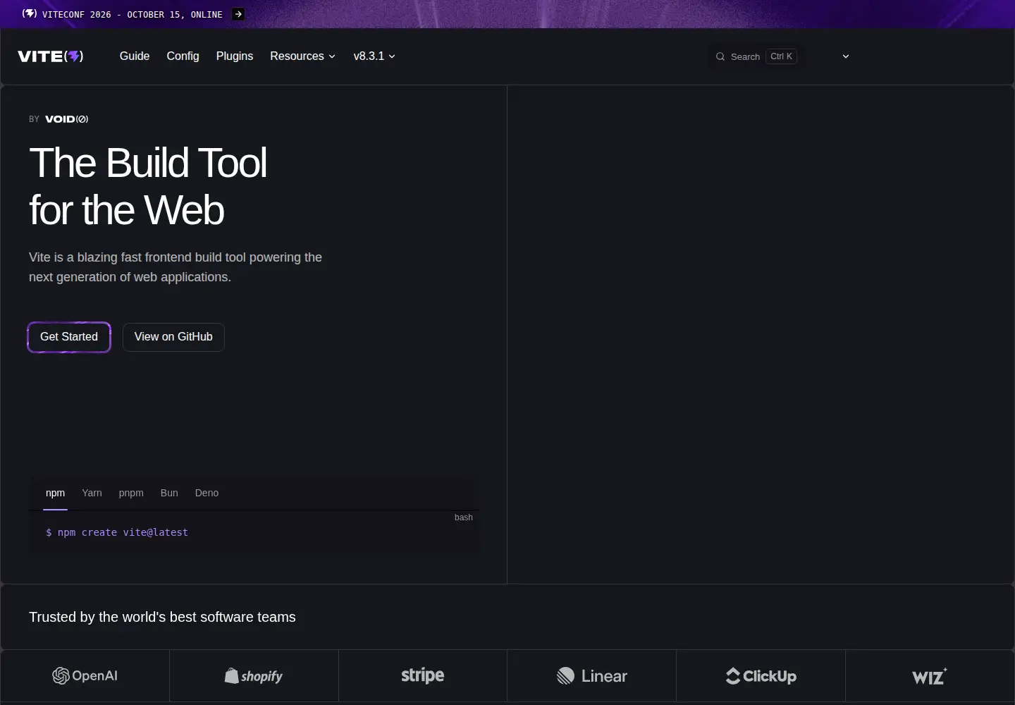 Screenshot of vite.dev