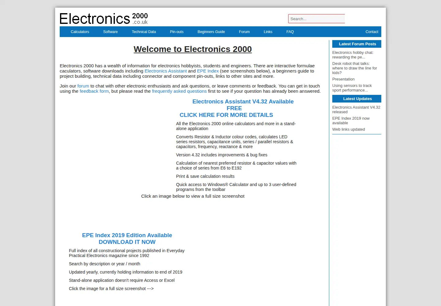 Captured homepage of electronics2000.co.uk in the current scan