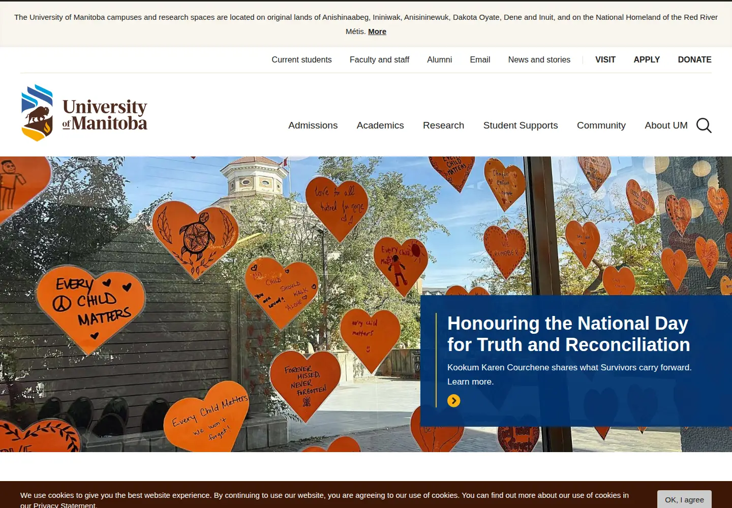 Screenshot of umanitoba.ca