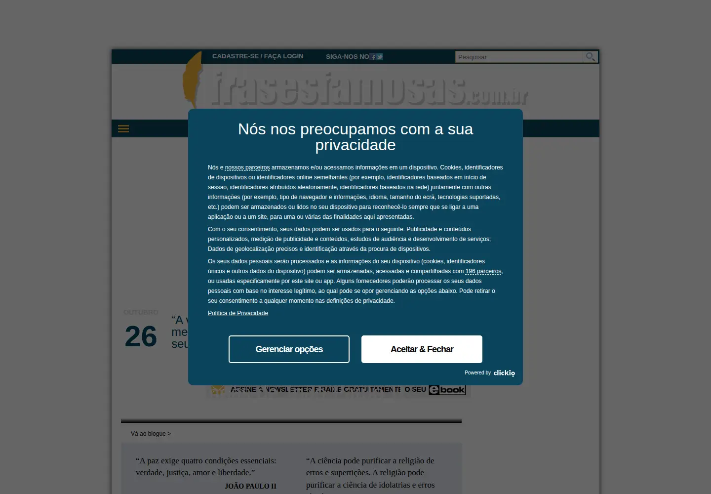Screenshot of frasesfamosas.com.br
