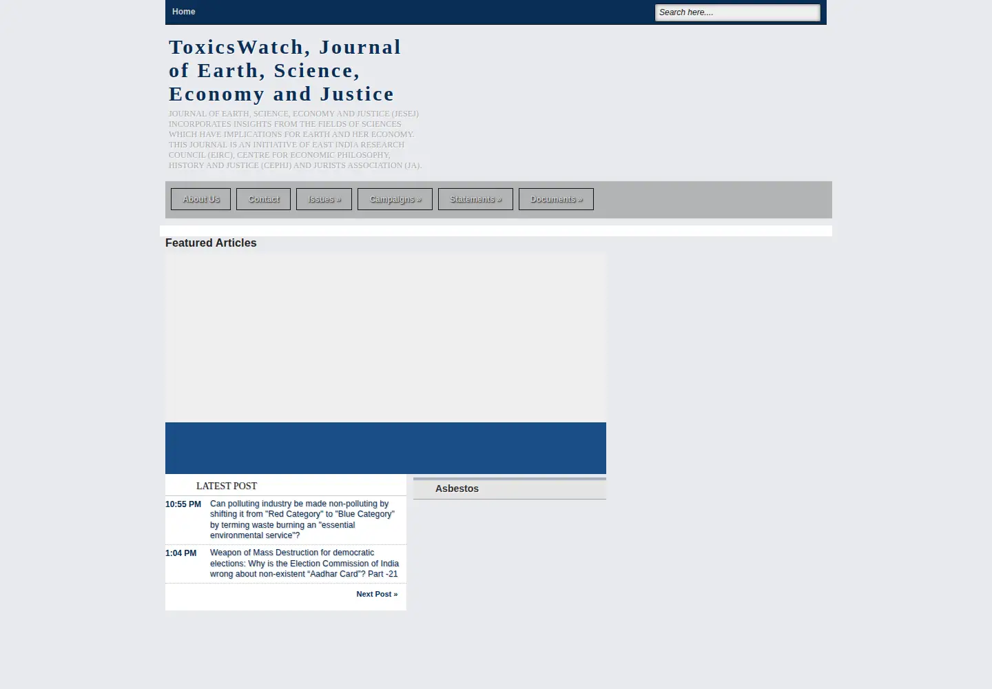 Captured homepage of toxicswatch.org in the current scan