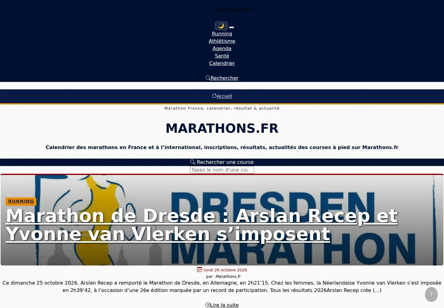 Screenshot of marathons.fr