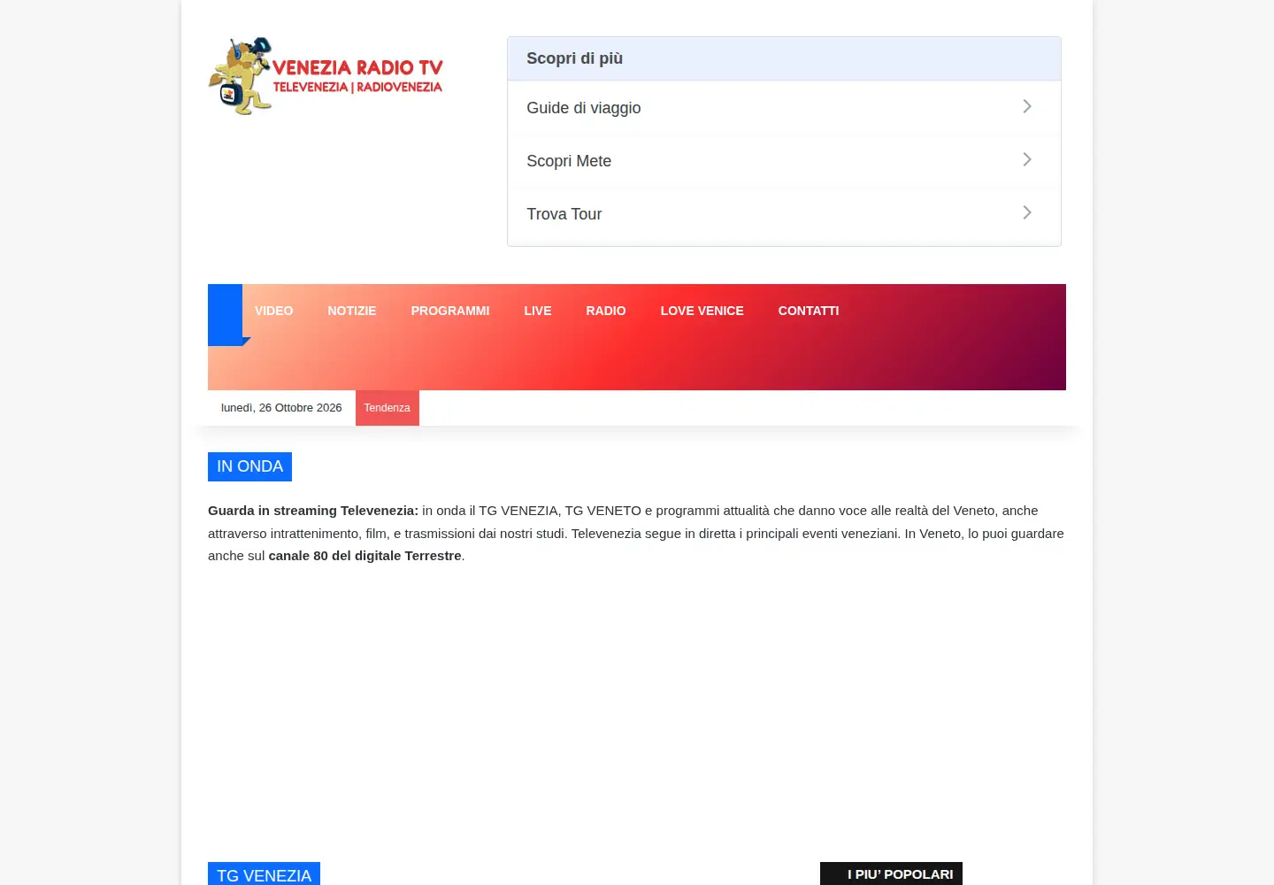 Screenshot of veneziaradiotv.it