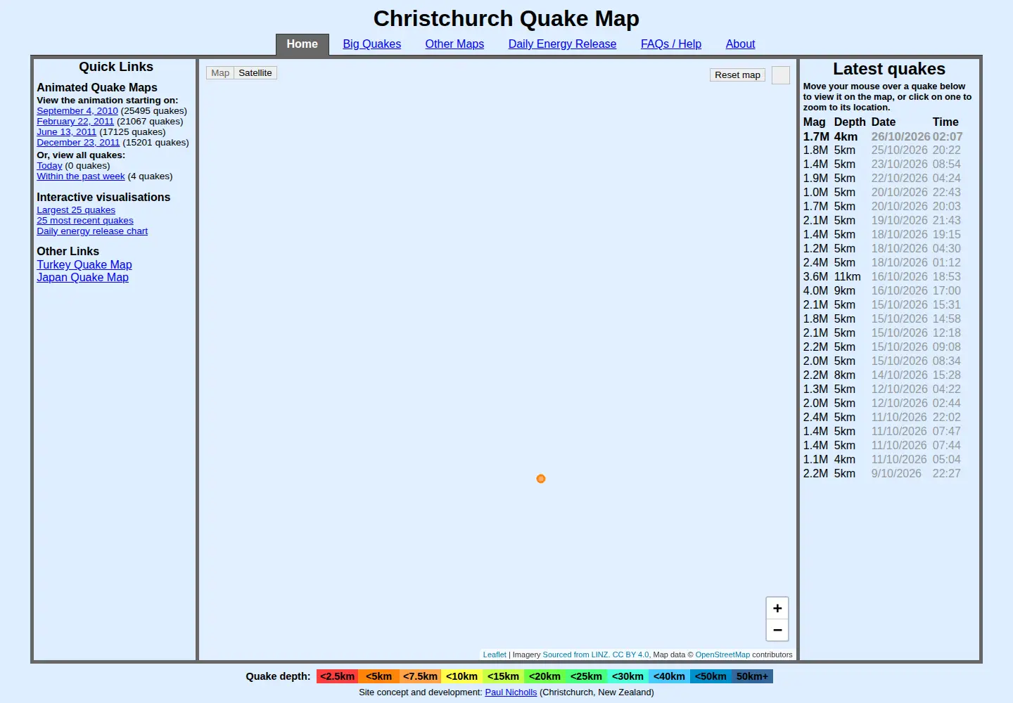 Screenshot of christchurchquakemap.co.nz