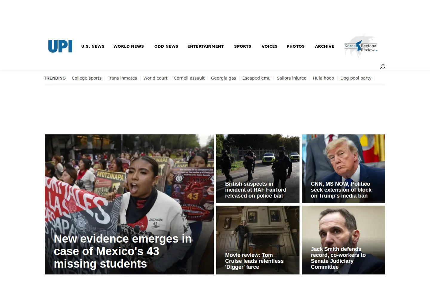 Screenshot of upi.com