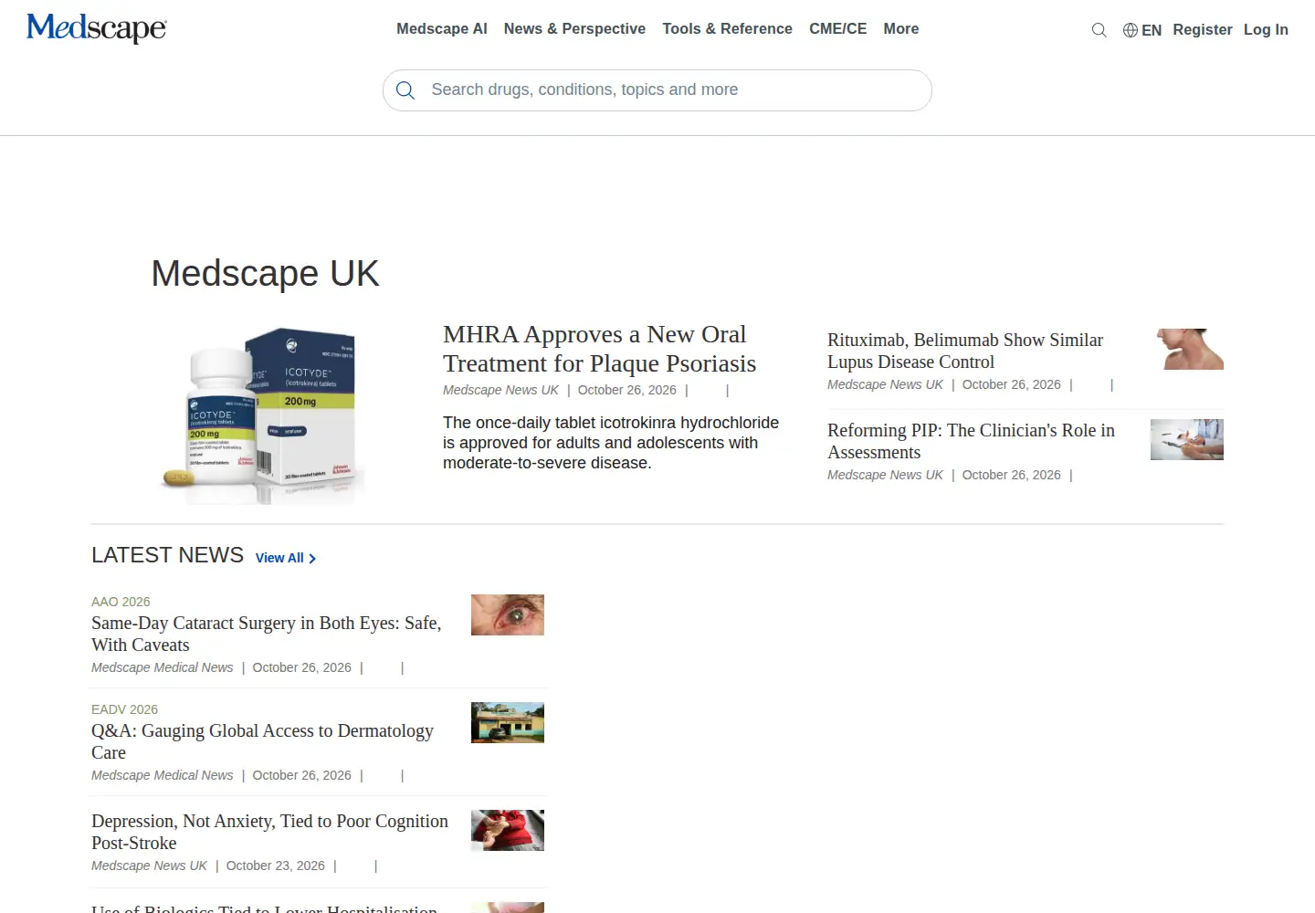 Screenshot of univadis.co.uk