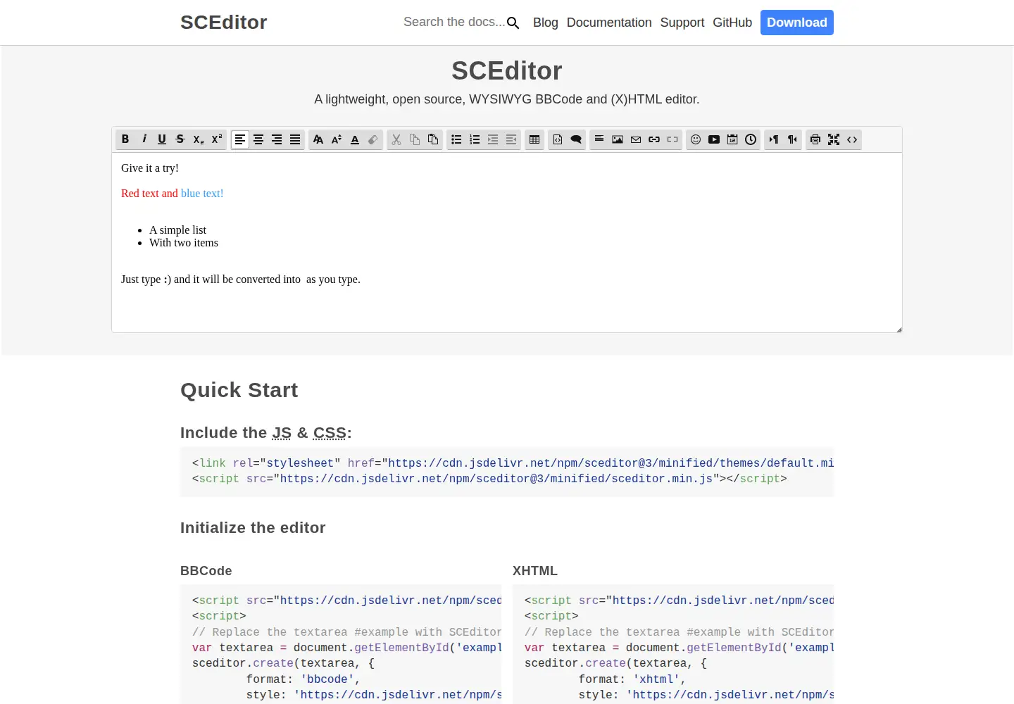 Captured homepage of sceditor.com in the current scan