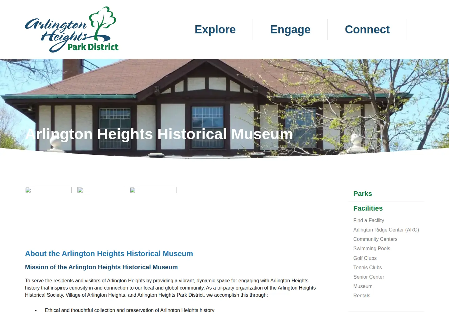 Captured homepage of ahmuseum.org in the current scan