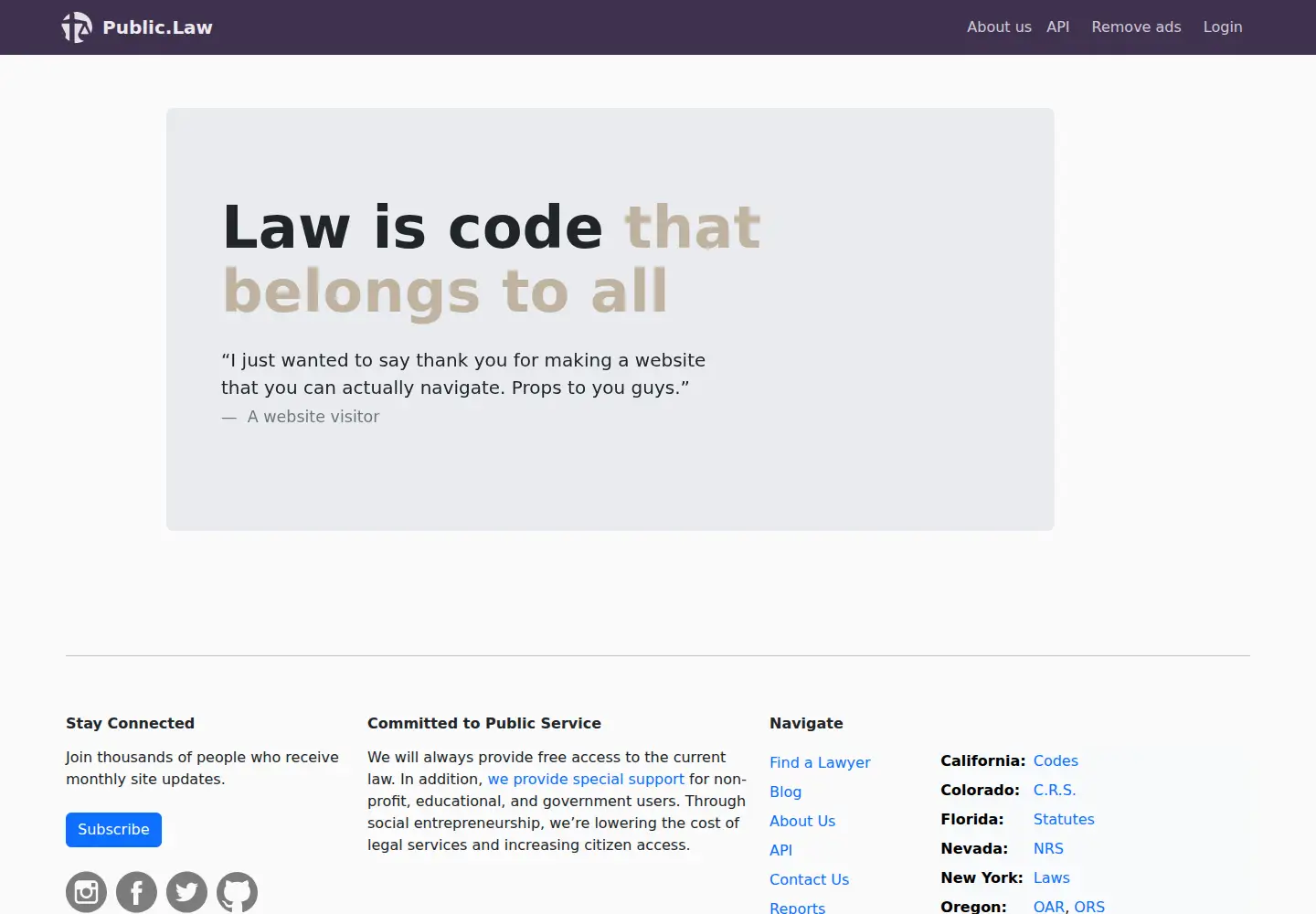 Screenshot of public.law