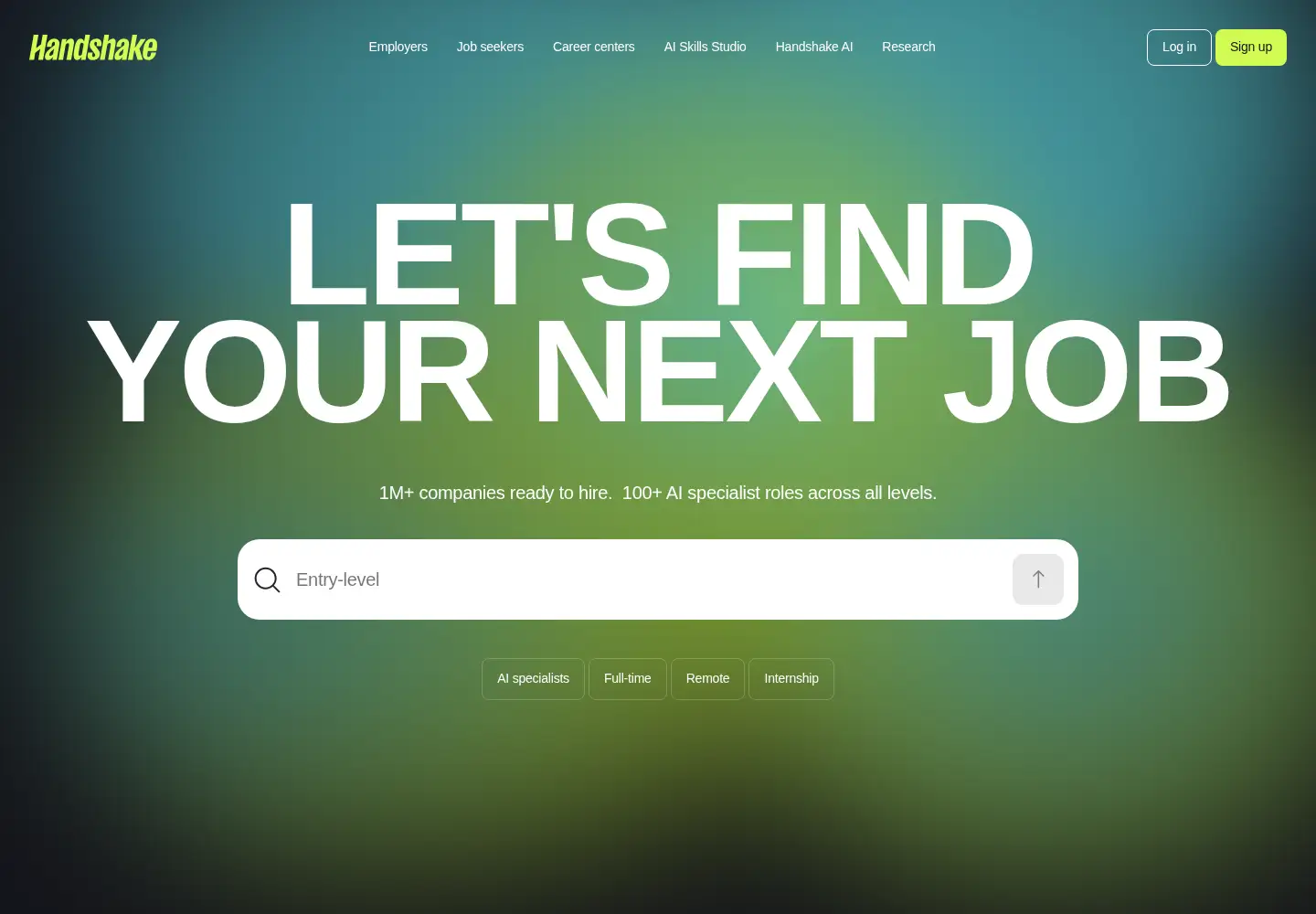 Screenshot of joinhandshake.com