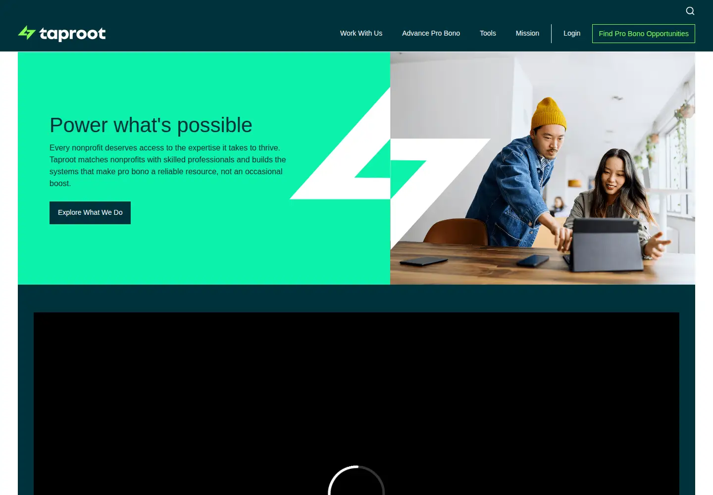 Captured homepage of taprootplus.org in the current scan