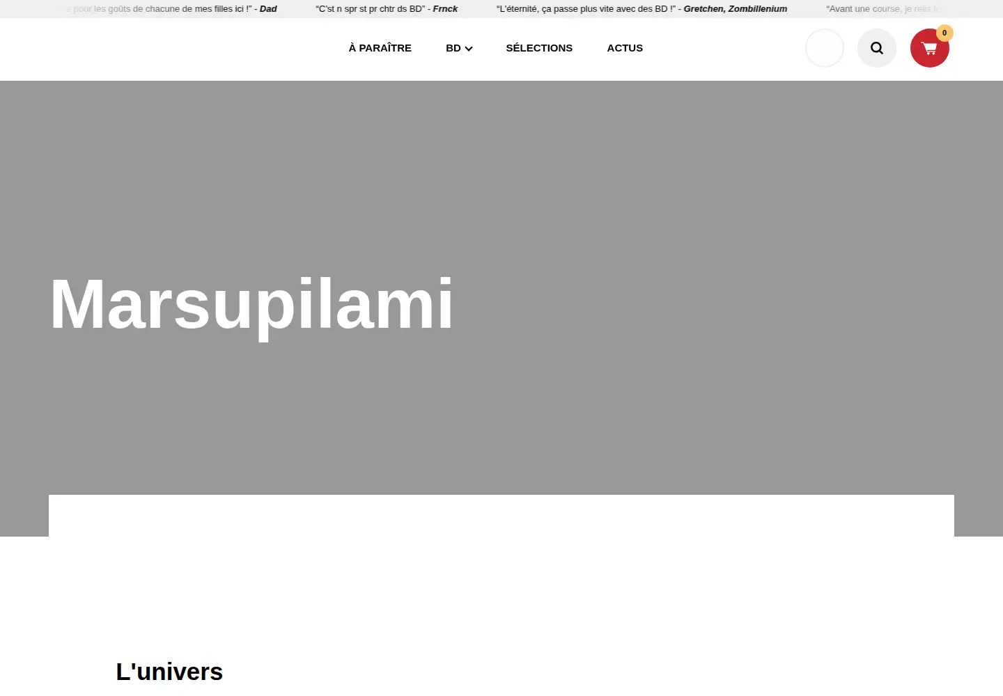 Captured homepage of marsupilami.com in the current scan