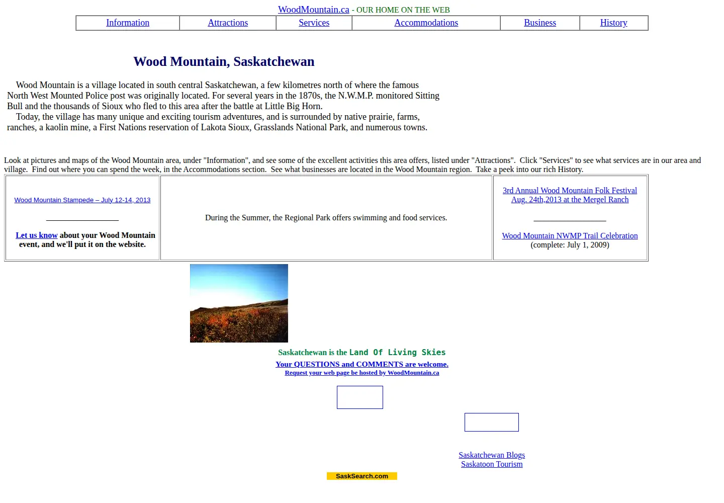 Screenshot of woodmountain.ca