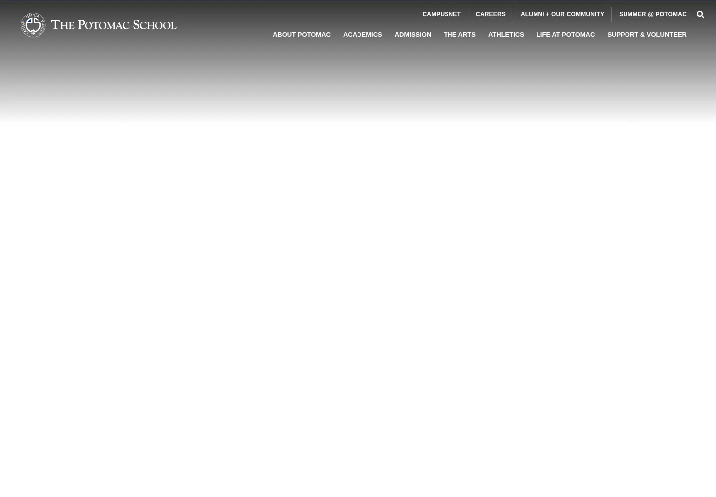 Captured homepage of potomacschool.org in the current scan