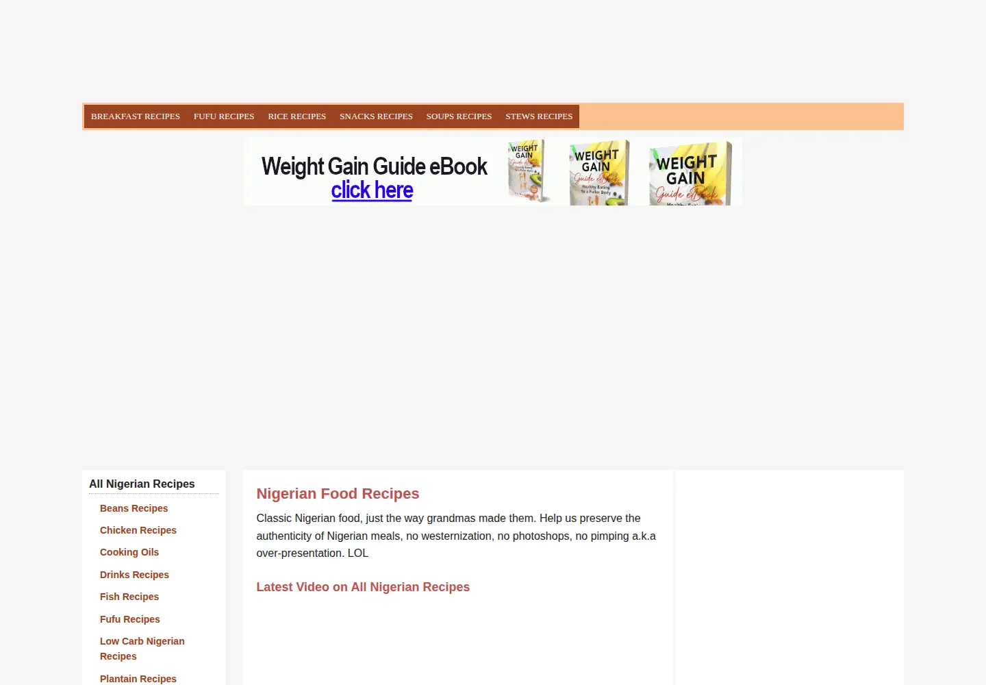 Screenshot of allnigerianrecipes.com