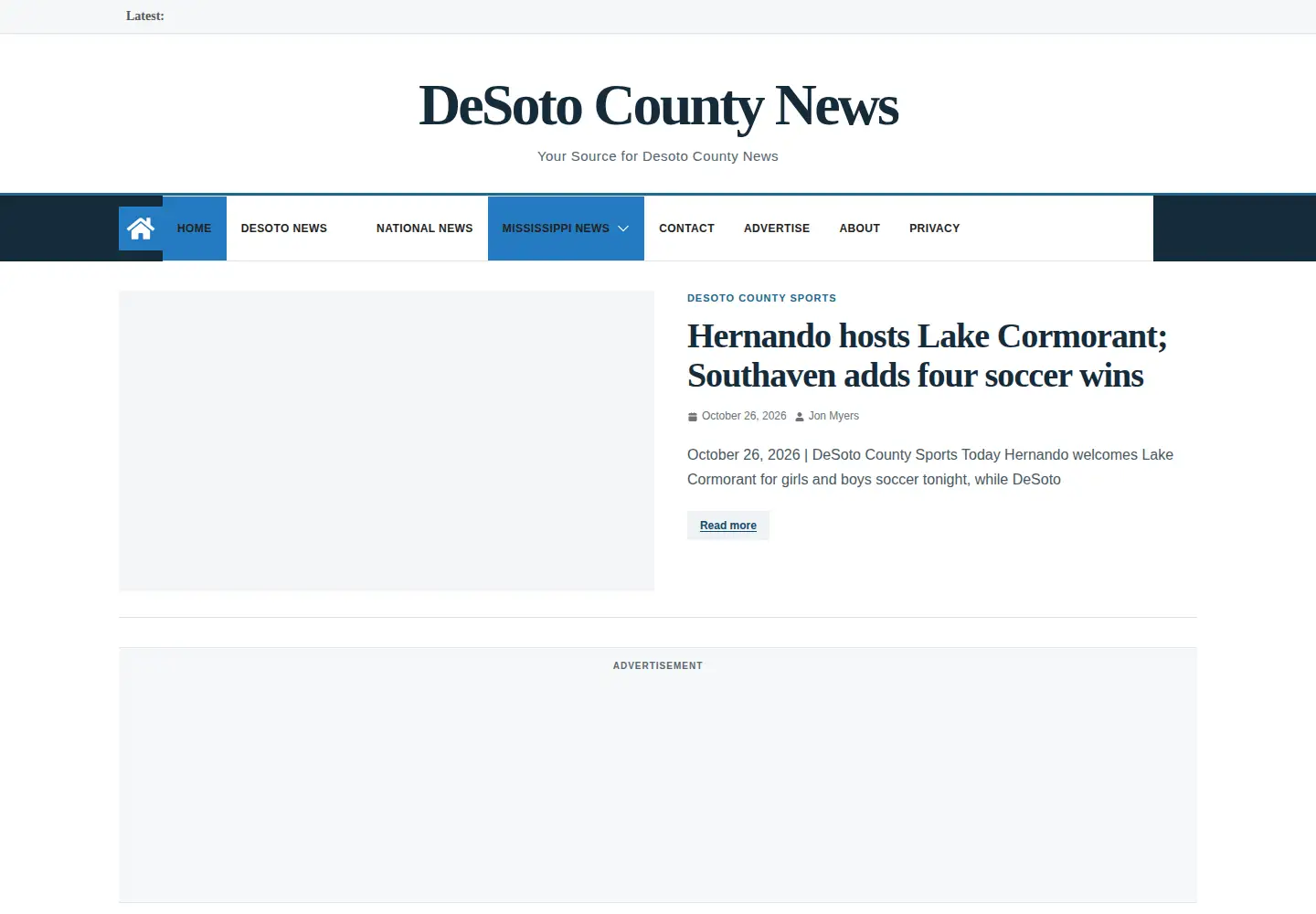 Captured homepage of desotocountynews.com in the current scan