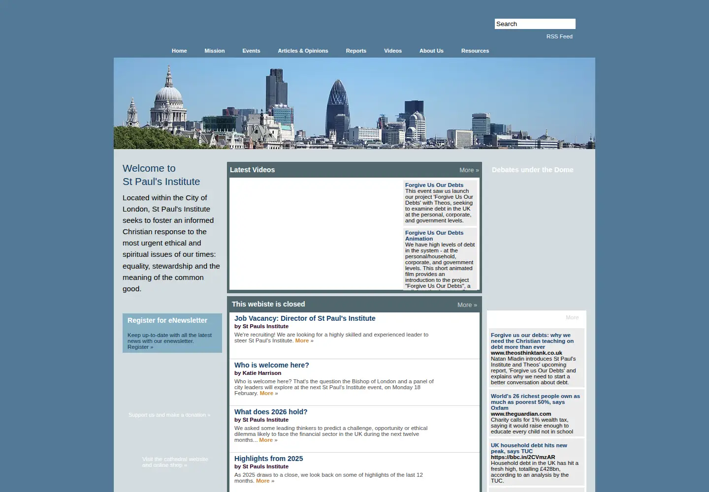 Captured homepage of stpaulsinstitute.org.uk in the current scan