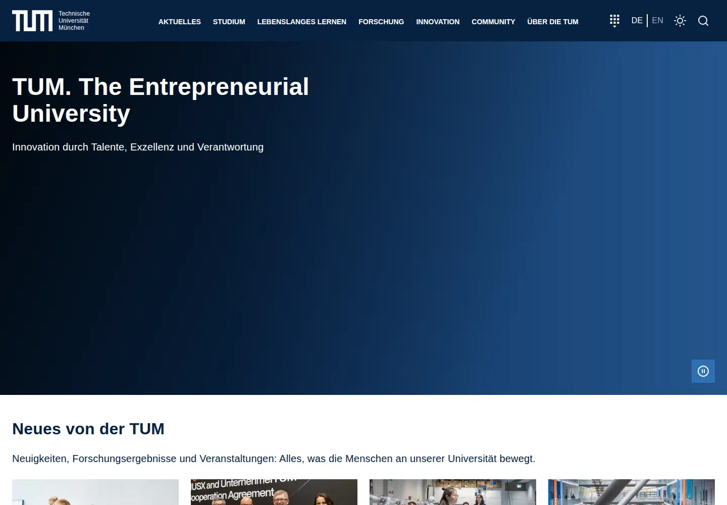 Screenshot of tum.de