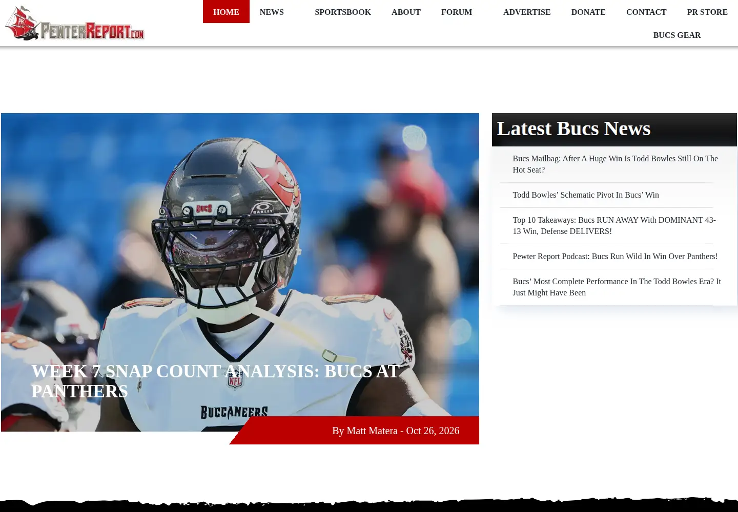 Captured homepage of pewterreport.com in the current scan