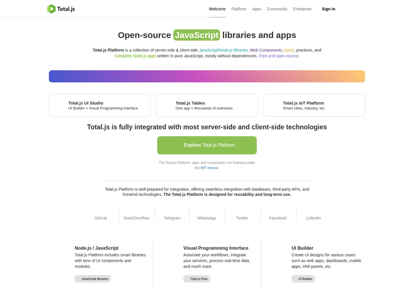 Screenshot of totaljs.com