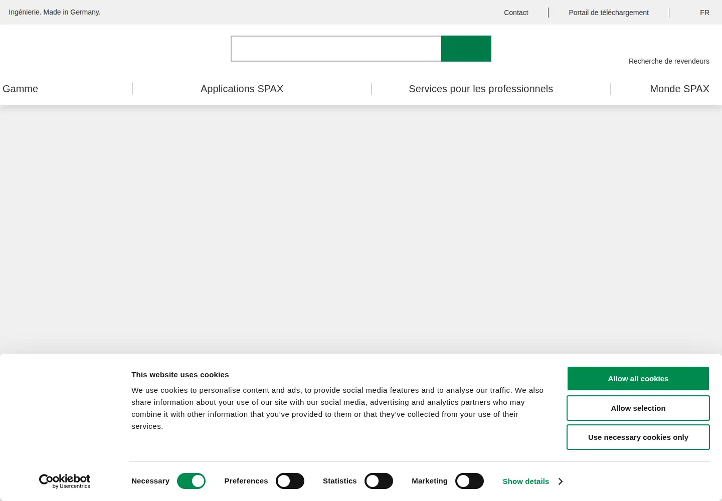 Screenshot of spax.com
