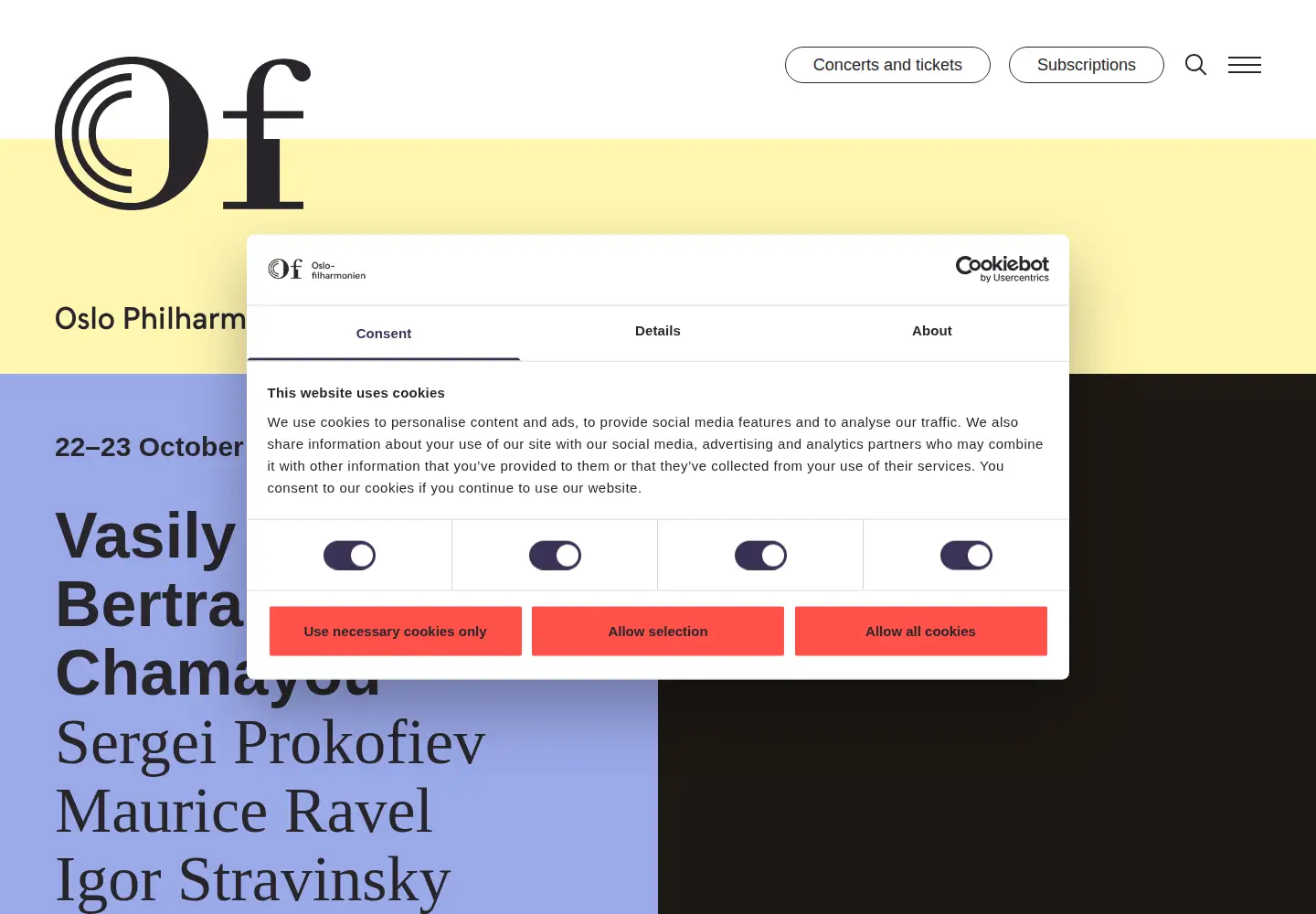 Captured homepage of ofo.no in the current scan