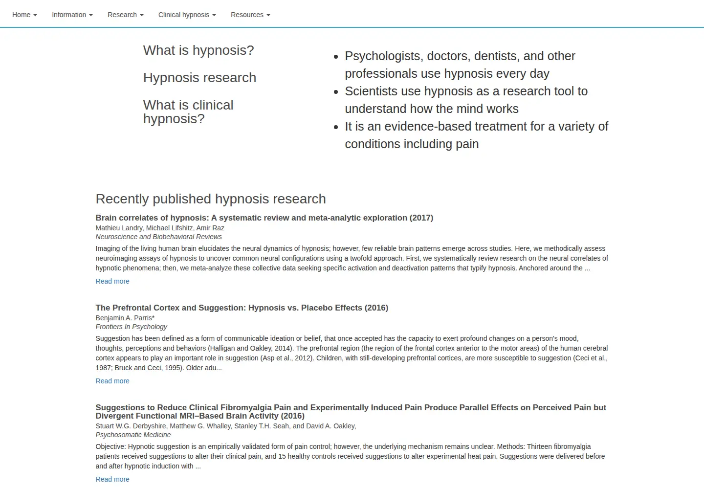 Screenshot of hypnosisandsuggestion.org