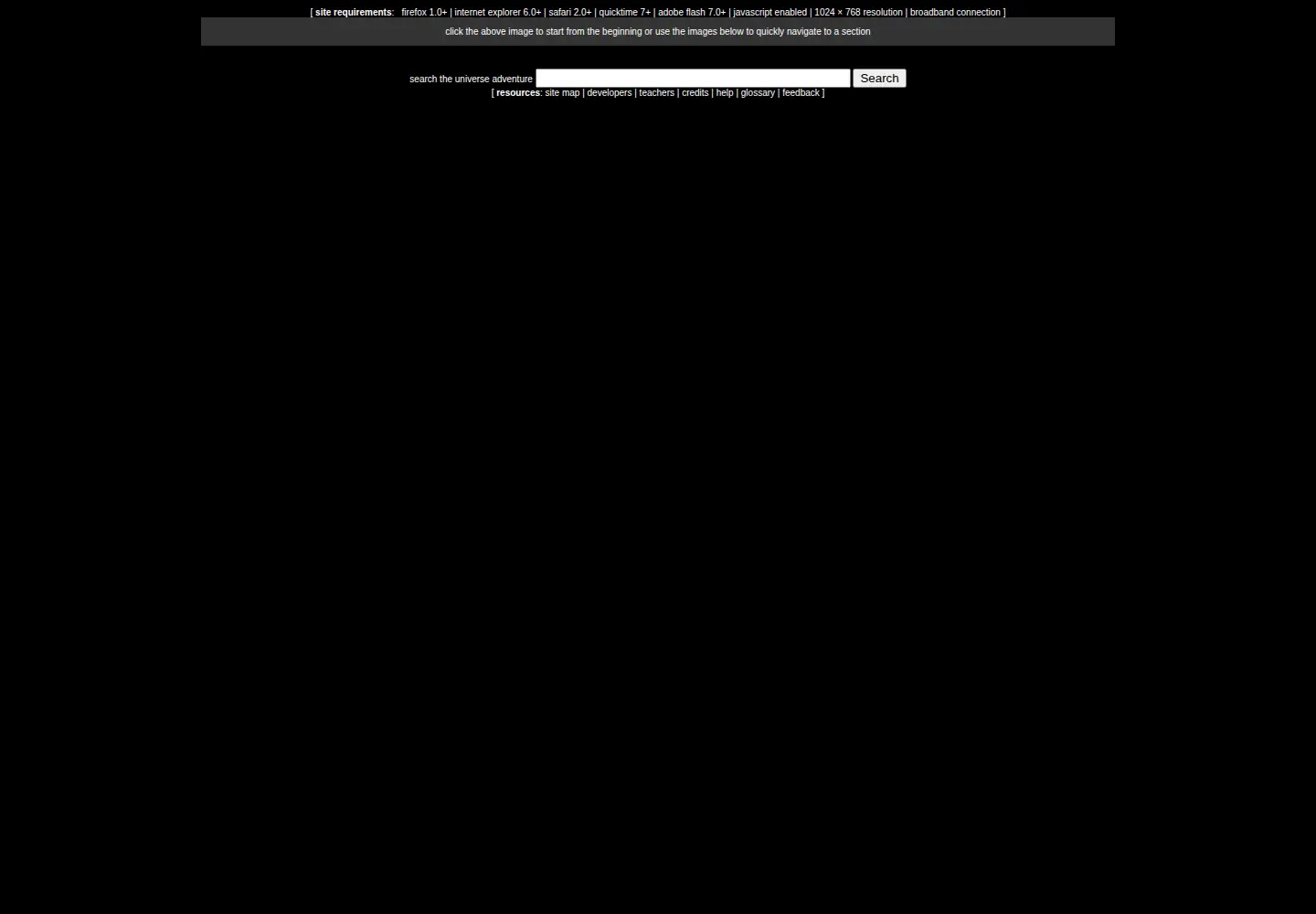 Captured homepage of universeadventure.org in the current scan