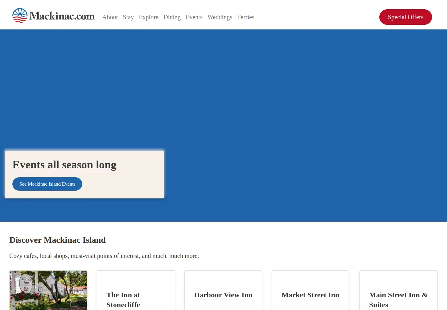 Captured homepage of mackinac.com in the current scan