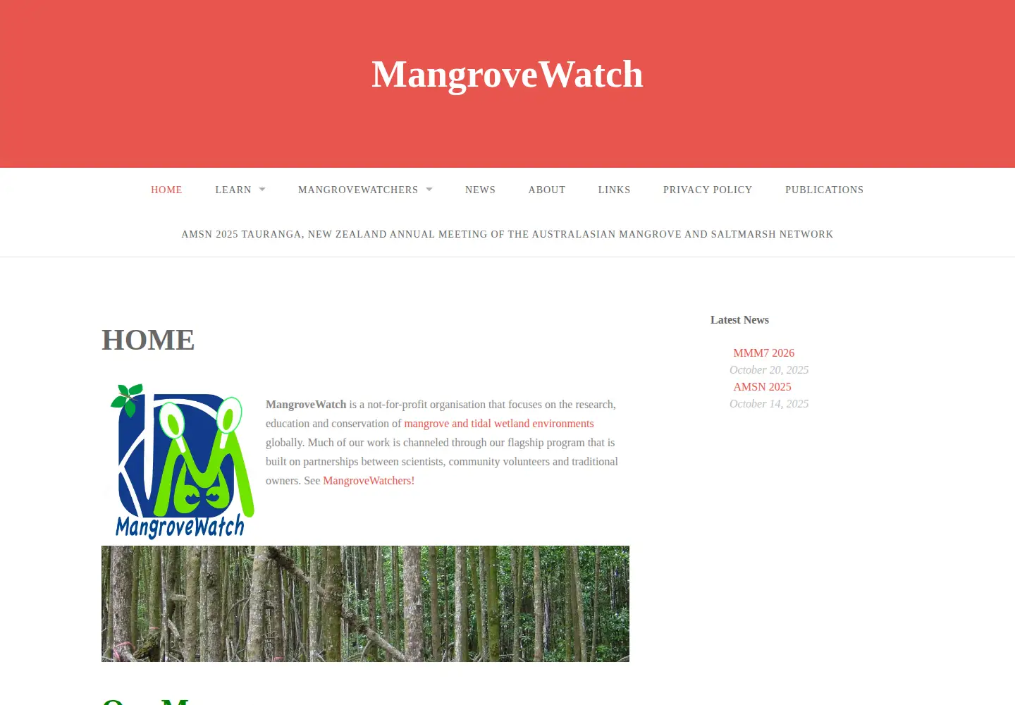 Captured homepage of mangrovewatch.org.au in the current scan