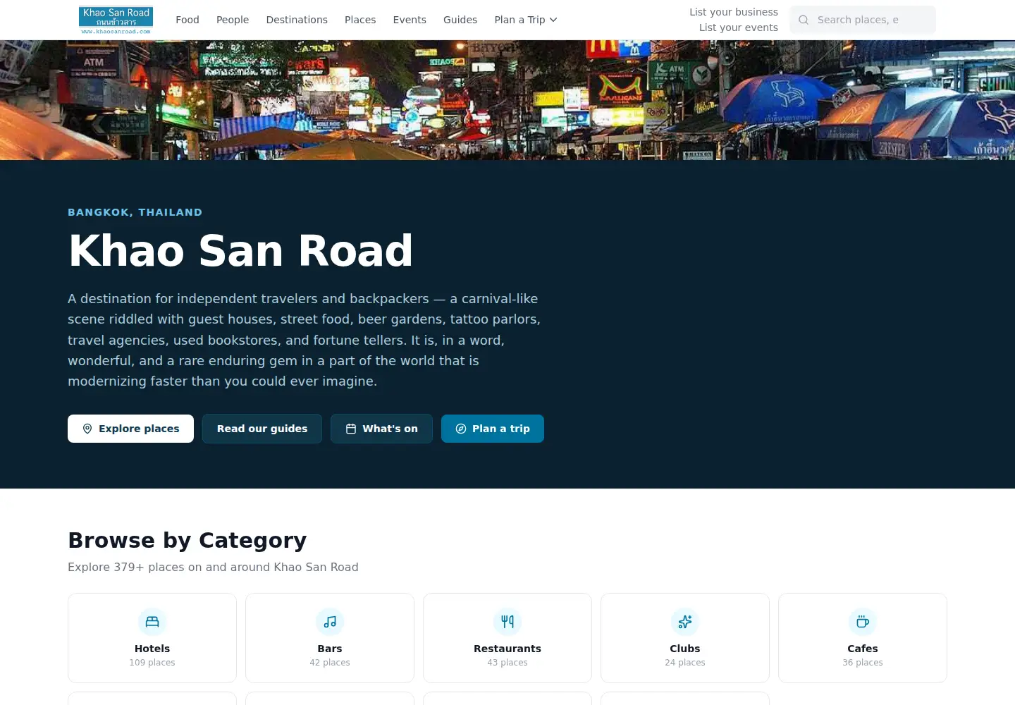 Captured homepage of khaosanroad.com in the current scan