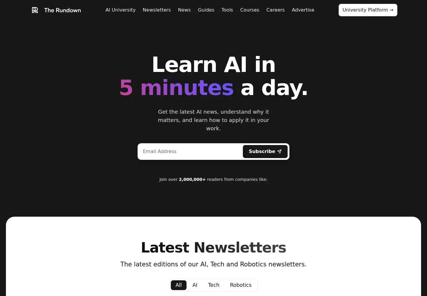 Screenshot of rundown.ai