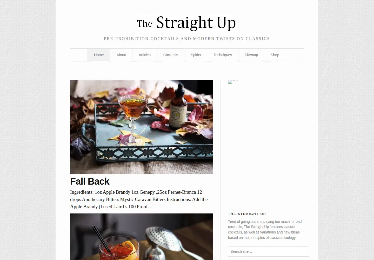Screenshot of drinkstraightup.com
