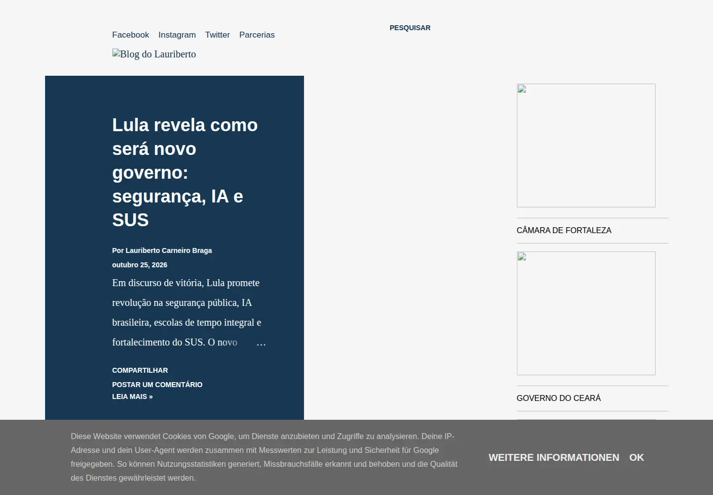 Screenshot of blogdolauriberto.com