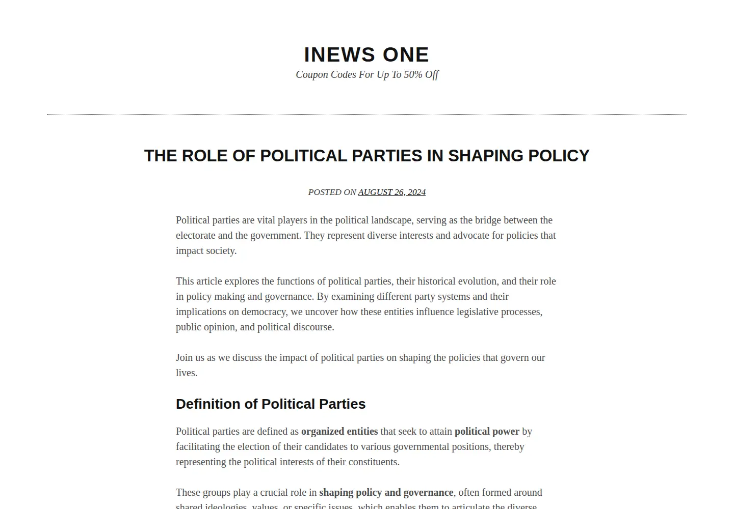 Screenshot of inewsone.com