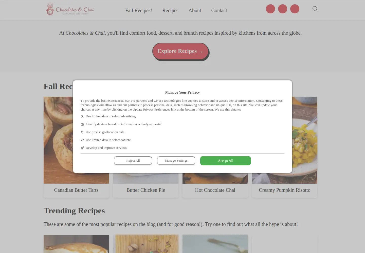 Screenshot of chocolatesandchai.com