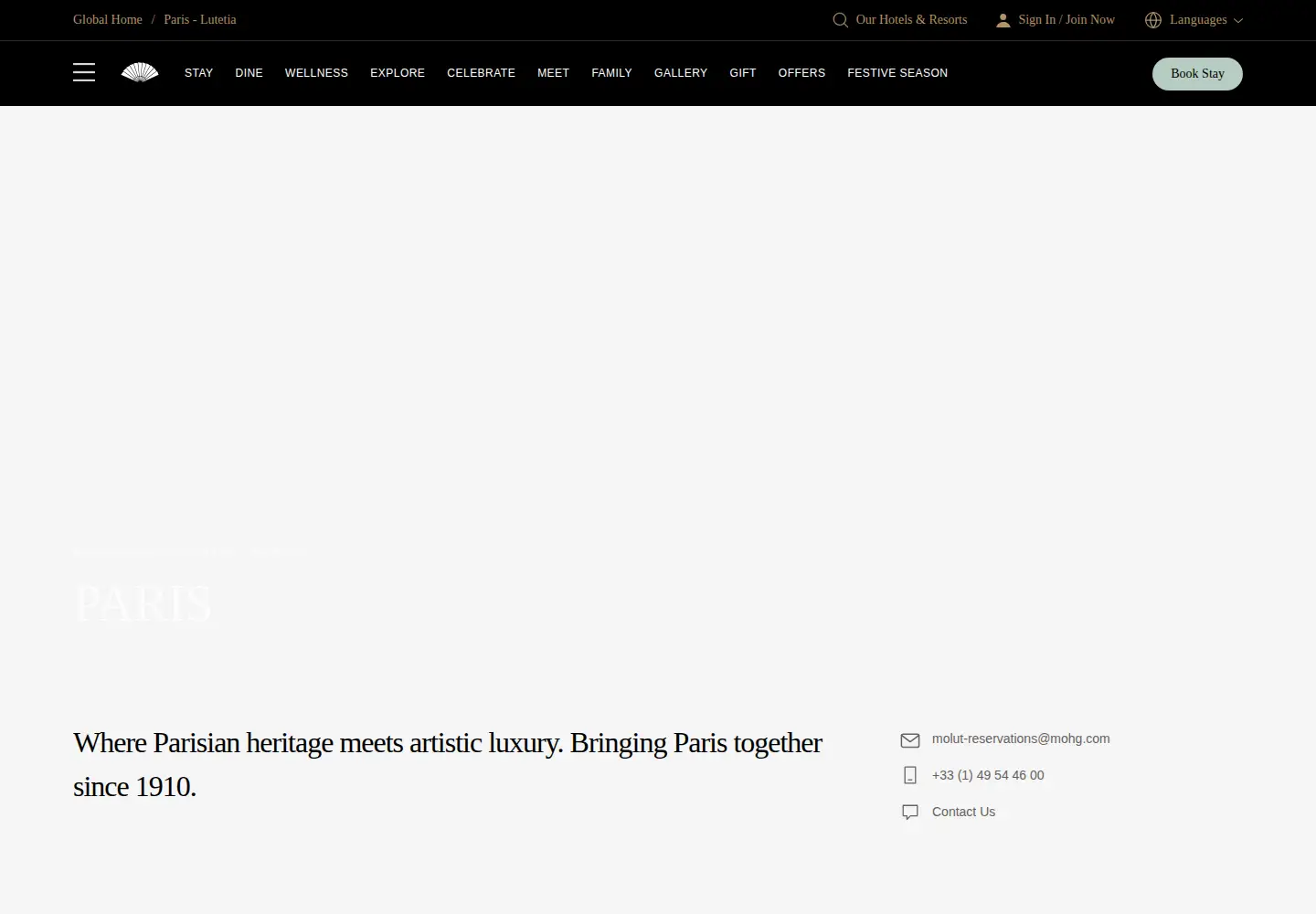 Captured homepage of hotellutetia.com in the current scan