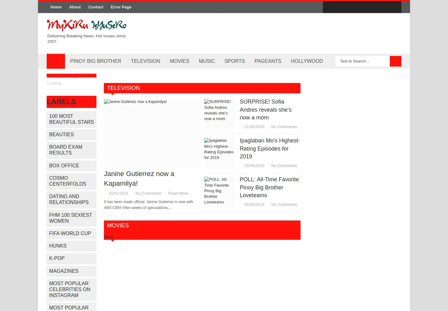 Captured homepage of mykiru.ph in the current scan